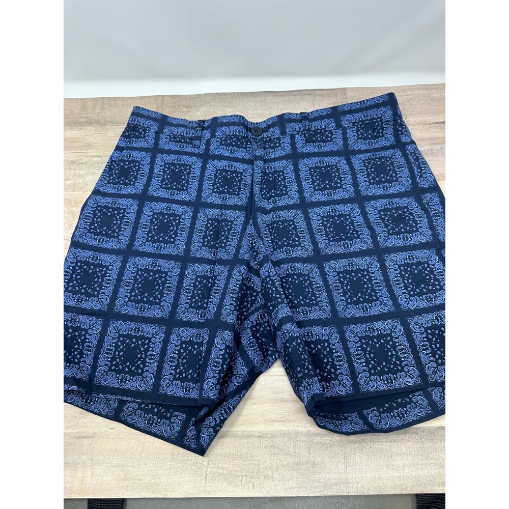 Michael Kors Men's Classic Fit Chino Shorts Dark Midnight‎ Blue Paisley Size 31